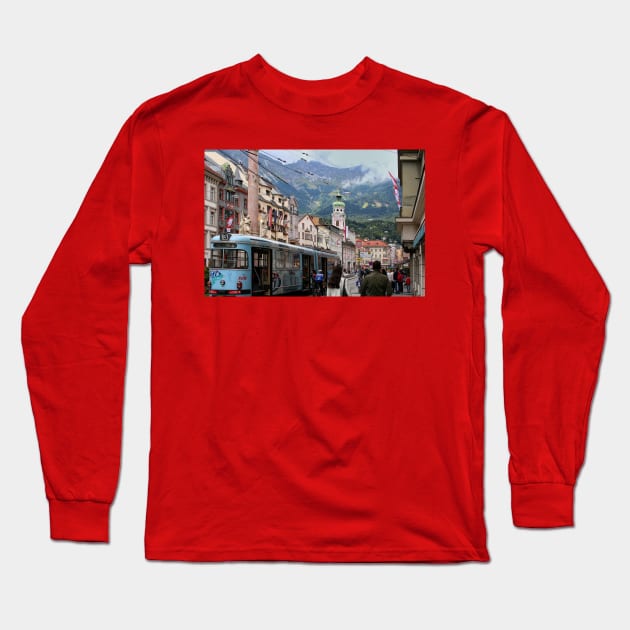 Innsbruck street scene Long Sleeve T-Shirt by Violaman